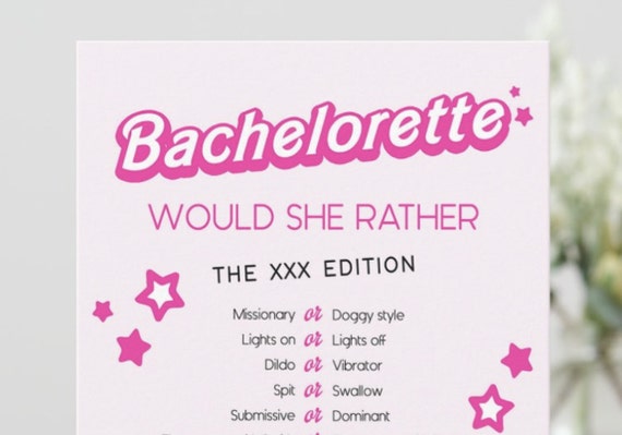 Barbie Theme Bachelorette Party Games - Would She Rather Naughty Bridal Shower Game Printable - Bachelorette Digital Download Il_570xn