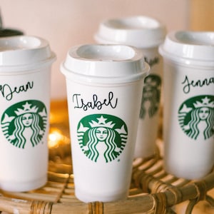 BPA Free Plastic Starbucks Cup Personalized Hot Cups with Name | Reusable Custom Coffee Cup | Custom Starbucks Cup Christmas Teacher Gift