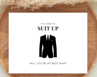 Suit Up Groomsmen Proposal Card Best Man Proposal Card 5.5x4.25 Cards w/ Envelope for Will You Be My Groomsman or Best Man Proposal Box