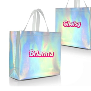 Holographic Gift Bag Welcome Gift Tote Bags Bachelorette Party Bag Personalized Girl Bags Gift Bags Bridesmaid Bag Gift Bag with Name