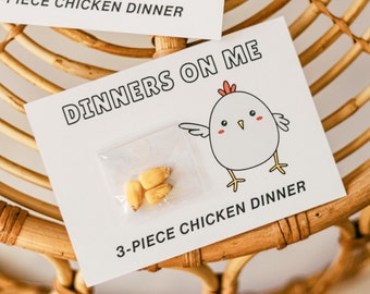 Dinners On Me 3-Piece Chicken Dinner Gag Gift Stocking Stuffer | Chicken Dinner Funny Gift for Christmas Stockings Novelty Gifts