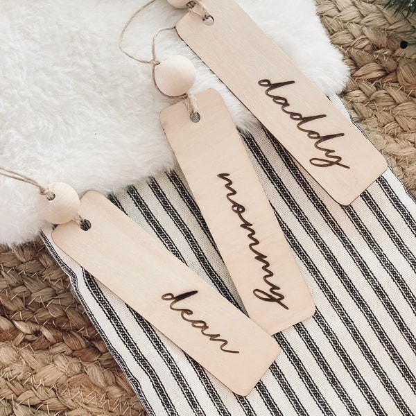 Personalized Wooden Stocking Tag, Personalized Wooden Stocking Tag Stocking Name Tags, Farmhouse Name Tags For Christmas Stocking