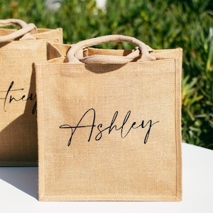 Custom Bridesmaid Gifts Tote Bag Beach Bride Bag | Burlap Tote Bag Bachelorette Party Favors Wedding Bridal Party Gift