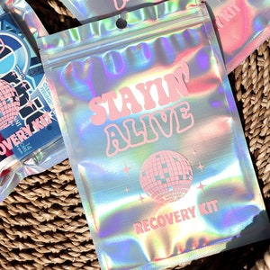 Hangover Kits Stayin' Alive Hangover Recovery Kit Bachelorette Party Favor Bachelorette Party Girls Oh Shit Kit Over Night Bags image 3