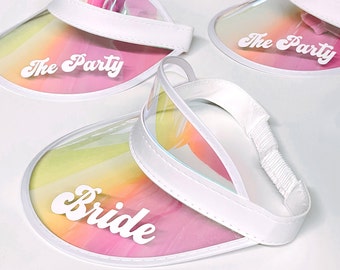 Vintage Retro Iridescent Personalized Bride Visor Bachelorette Visors Bachelorette Party Beach Bachelorette Gifts Pool Party Party Favors