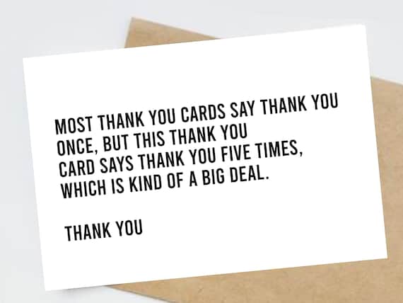 Funny Thank You Card Thank You Notes Funny Thank You Cards - Etsy