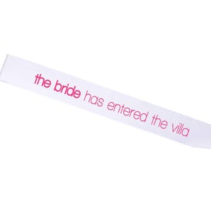 Love Bach Island Bachelorette Party Sash The Bride Has Entered the Villa Bachelorette Party Sash Love Theme