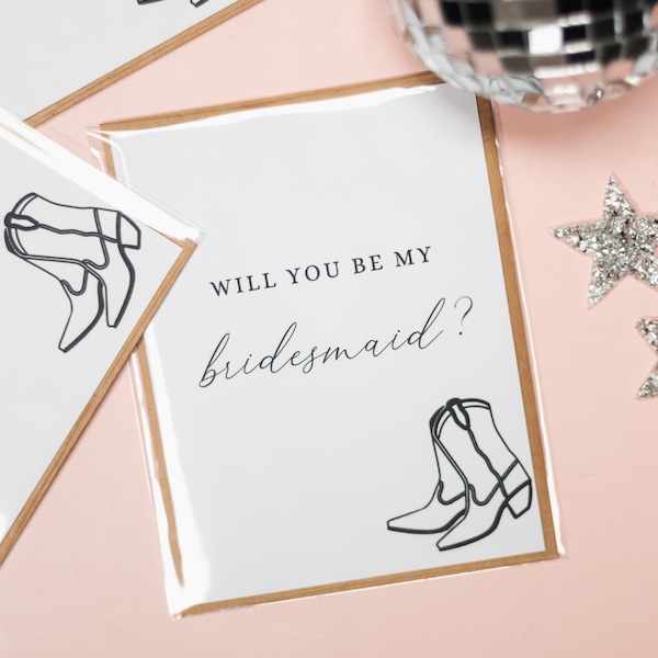 Cowgirl Boots Bridesmaid Proposal Card - Western Will You Be My Bridesmaid Will You Be My Maid of Honor Proposal Card 4.25x5.5