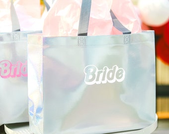 Theme Party Holographic Gift Bag Tote Bag Welcome Bachelorette & Birthday Party Personalized Girl Bags Beach Gift Bags with Name