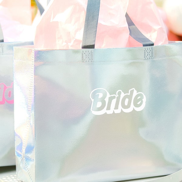 Theme Party Holographic Gift Bag Tote Bag Welcome Bachelorette & Birthday Party Personalized Girl Bags Beach Gift Bags with Name