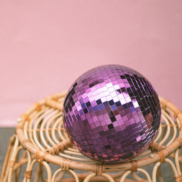 Purple Mirror Disco Ball Retro Disco Groovy Party Decor | Last Disco Bachelorette Party Decorations | Purple Mirror Disco Ball Table Decor