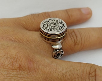 Tuareg Ring Sterling Silver Ebony Moroccan Jewelry Berber Handmade African Vintage, Size 10 US