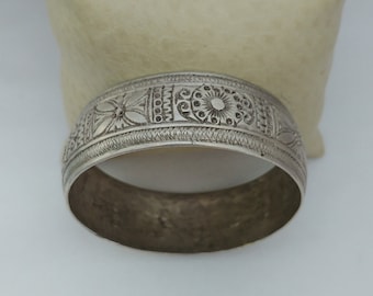 Vintage Bracelet Moroccan Silver Berber Cuff Handmade Bangle Tuareg Tribal African Antique Carved Ethnic