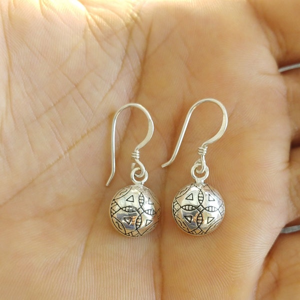 Moroccan Earring Sterling Silver Berber Ball Earrings Vintage Tuareg African Handmade Jewelry Artisan Dangle Hook Gift For Women