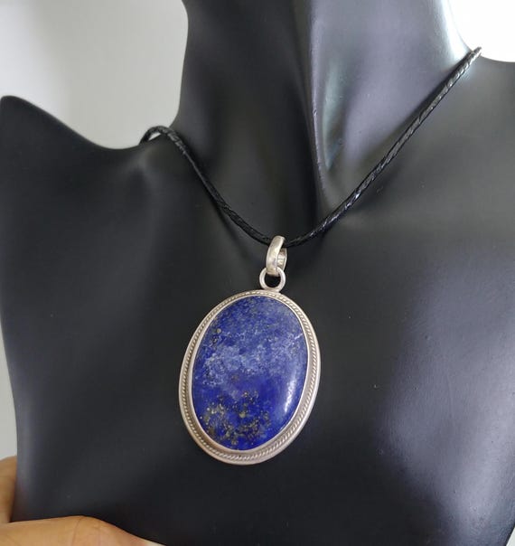 Collier Berbère Ancien Argent - Pendentif Lapis Lazuli Et Corail - Style Kabyle Ethnique