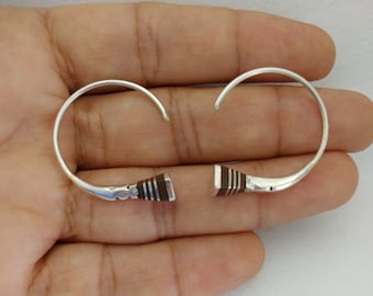 Tuareg Earring Silver Ebony Ethnic Tribal African Handmade Berber Vintage Sterling Moroccan Jewelry Circle