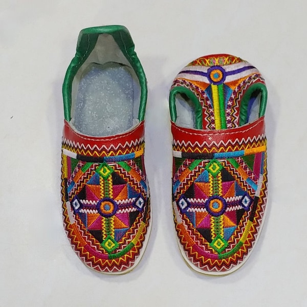 Babouche marocaine pour enfants filles, pantoufles faites à la main en cuir naturel, Mini sabot traditionnel Furadinha à paillettes, cadeau pour enfants