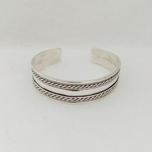 Moroccan Silver Cuff Bracelet: Berber Tribal Engraved Adjustable Bangle