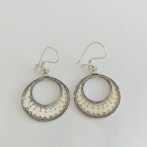 Tuareg Sterling Silver Hoop Earrings: Berber Moroccan Dangle Jewelry