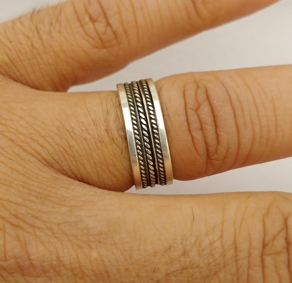 Bague homme anneau tressé ethnique argent 925