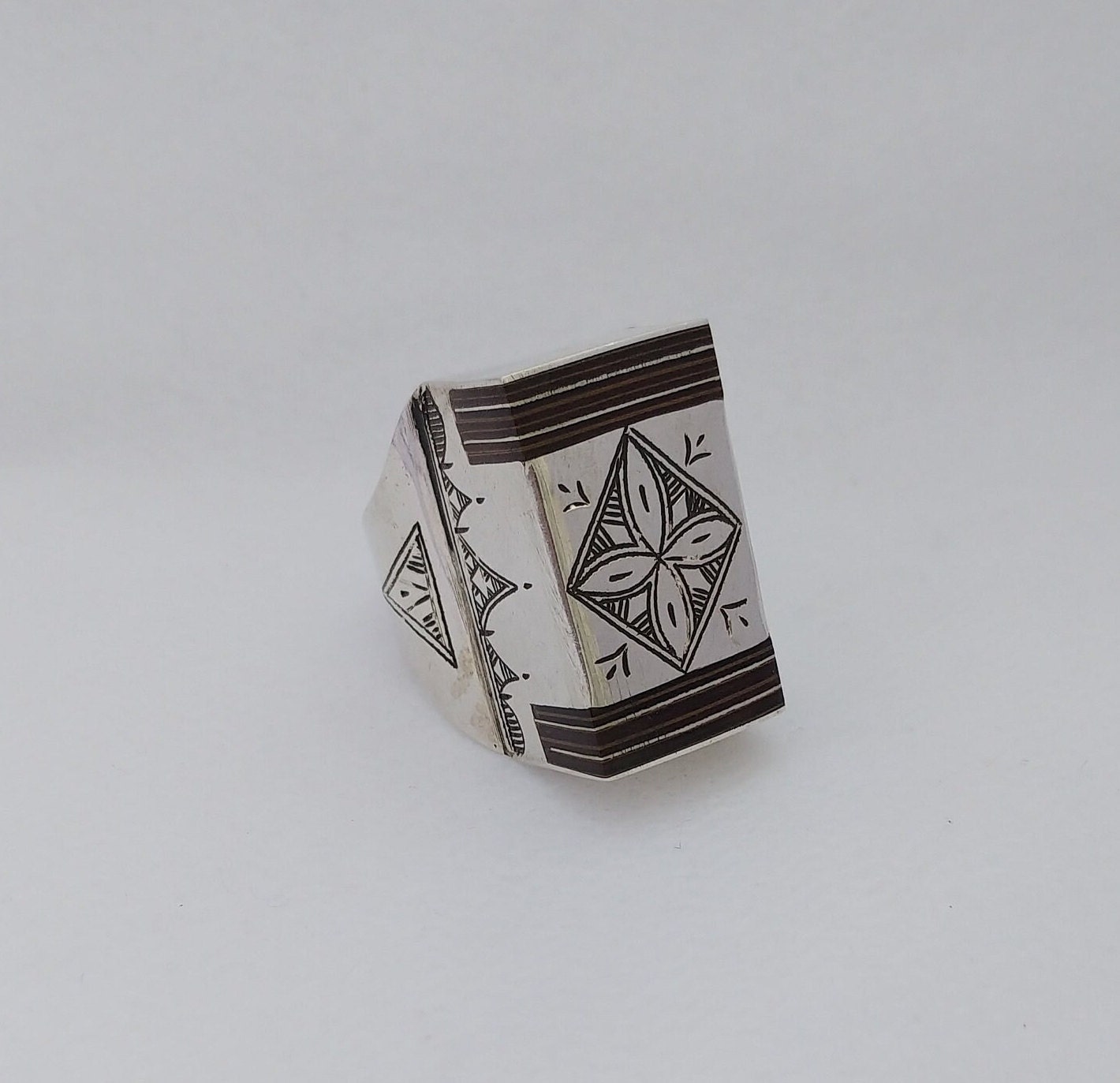 Tuareg Ring Silver Sterling and Ebony Sahara Touareg Jewelry