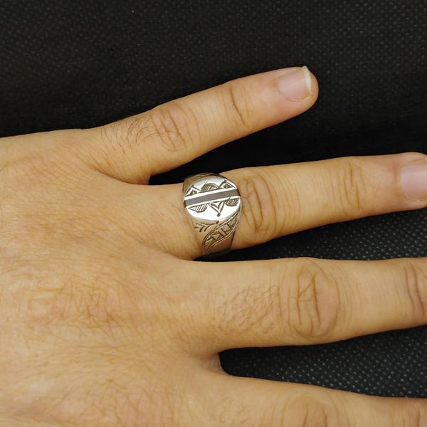 Tuareg Ring Sterling Silver Ebony Moroccan Jewelry Berber Handmade African Vintage,Tribal Ethnic