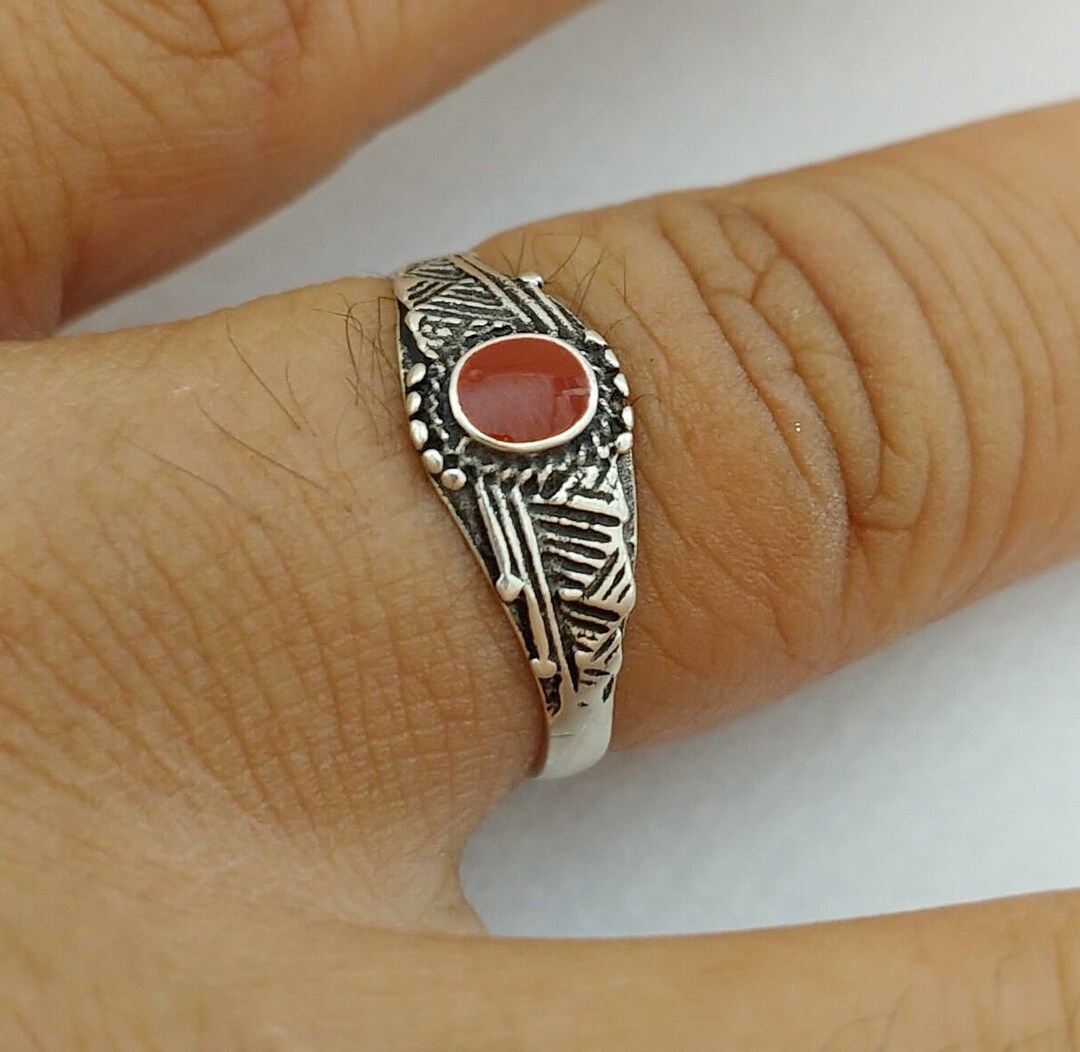 Moroccan Sterling Silver Ring: Brown Stone Handmade Berber African ...