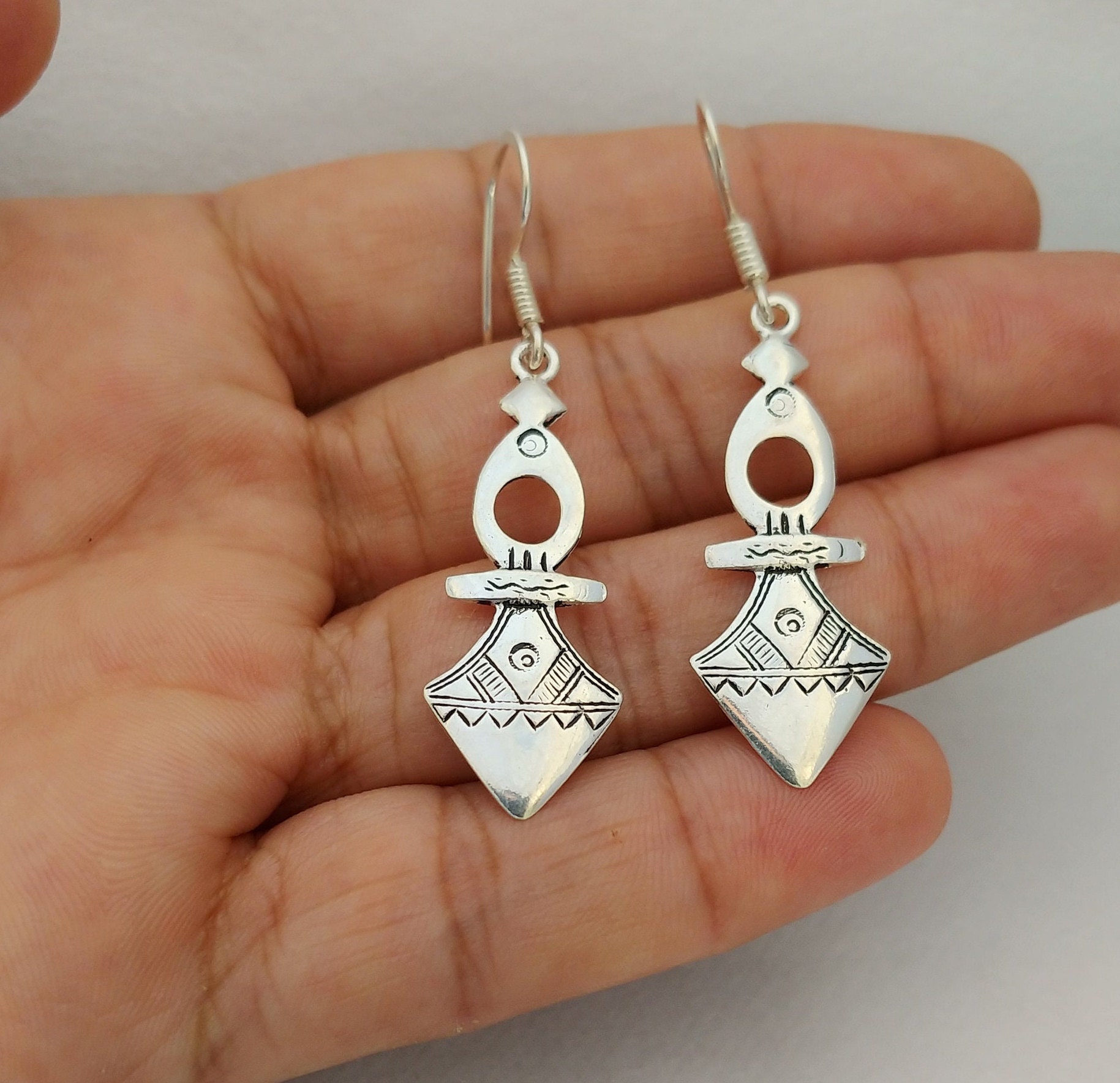 Tuareg Earrings Silver, Tribal Jewelry Ethnic, African Cross Tuareg Earrings Silver, Tribal Jewelry Ethnic, African Cross