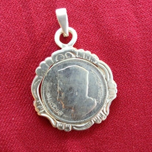 Silver Coin Morocco 1960 Dirham Mohamed Islamic Mohammed Moroccan Pendant Antique Vintage Lions Star 1380 Unc Fantastic 24mm