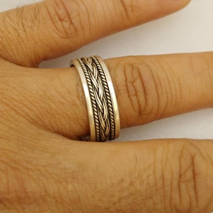 Repring i sterlingsilver: Justerbar, vriden stapelring i handgjord vriden silverring