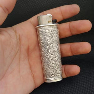 Lighter Case Bic Sterling 925 Silver Super Rare Unique Antique Cover  VTG Holder Vintage Handmade Gift