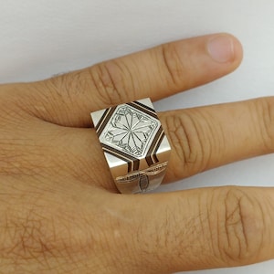 Tuareg Ring Silver Sterling With Ebony Sahara Touareg Jewelry Wood  Vintage Biker Minimalism Gypsy Ring Old  Engraved Style Africa Size 8.5