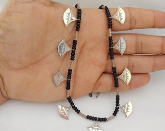 Vintage Tuareg Halsband Sterlingsilver: Marockanskt Hänge Berber Tribal Handgjorda Afrikanska Etniska Graverade Smycken