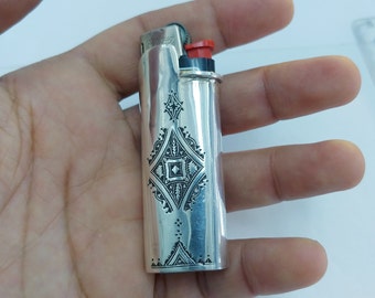 Lighter Case Mini Bic Sterling Silver Super Rare Unique Cover Holder Vintage Handmade Tuareg