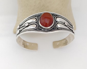 Marockanskt armband Berber Silver Manschett: Antik agatsten Tribal armband Tuareg Handgjort justerbart etniskt