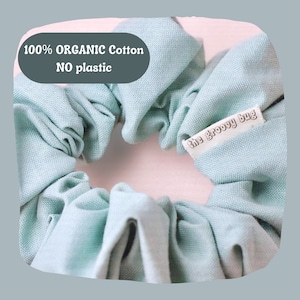 Blue Scrunchies Organic & Handmade, 100% Cotton + OEKO-TEX Certified, Hair Ties for Thick Hair NO plastic Biodegradable, Zero Waste Shipping