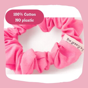 Barbie Pink Scrunchies Eco-Friendly & Handmade, 100% Cotton + OKEO-TEX Certified, Eco-friendly Hair Ties for Thick Hair, Zero Waste Shipping
