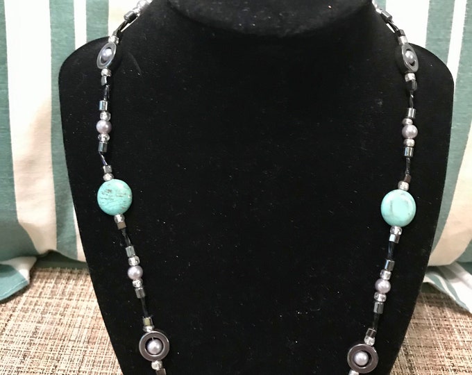 black and silver necklace set women\u2019s jewelry gift for mom women\u2019s gift bracelet Turquoise necklace wife, jewelry gift jewelry set