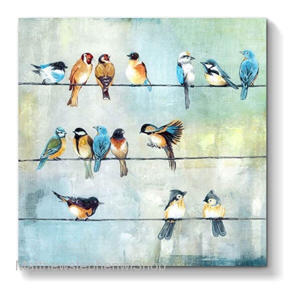 Bird Picture Canvas Wall Art Colorful Birds Painting Print on Etsy