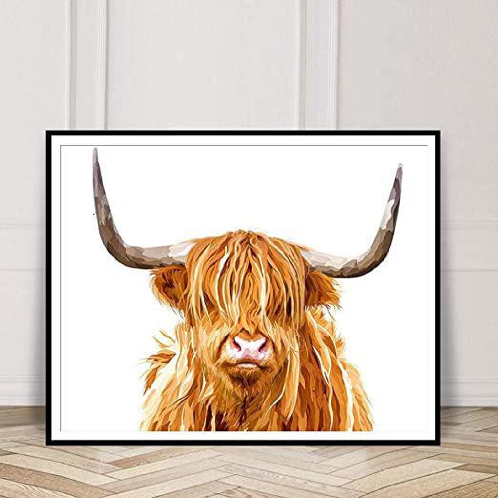 Highland Cow Wall art Farmhouse Decor Shaggy Cow Photo Etsy