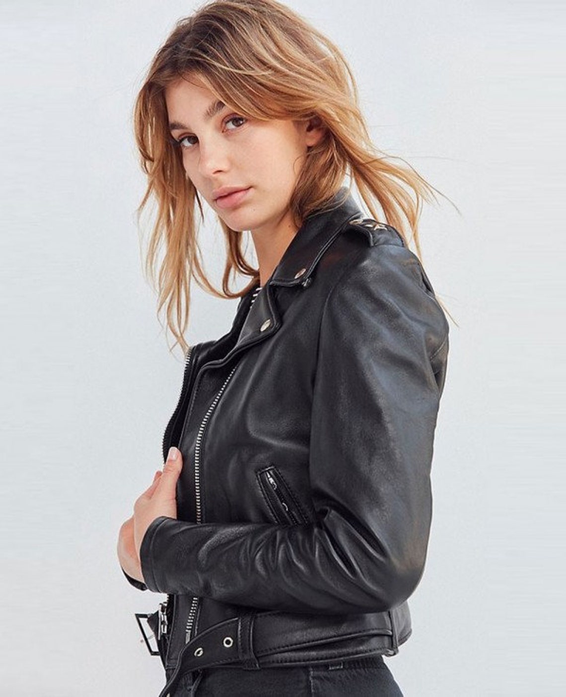 Ladies Leather Biker Jacket / Women's Jacket / Fashion Etsy