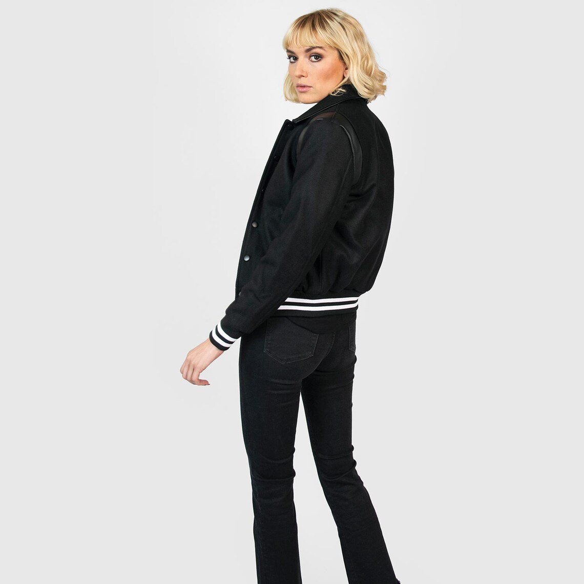 Womens Leather Jacket / Varsity Jacket / Bomber Jacket / Etsy