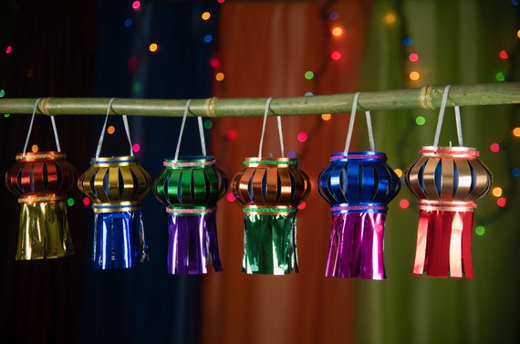 Set of 6 Mini Diwali Lanterns ships Flat 