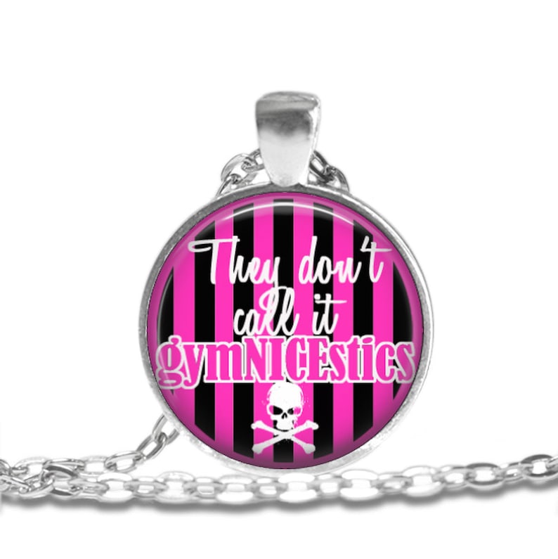 Gymnastics Diva Necklace Jewelry Art Pendant in SILVER BEZEL with Link Chain Included APN244