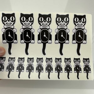 Felix-Inspired Black & White Plastic Cat Clock Stickers | Sticker Sheet