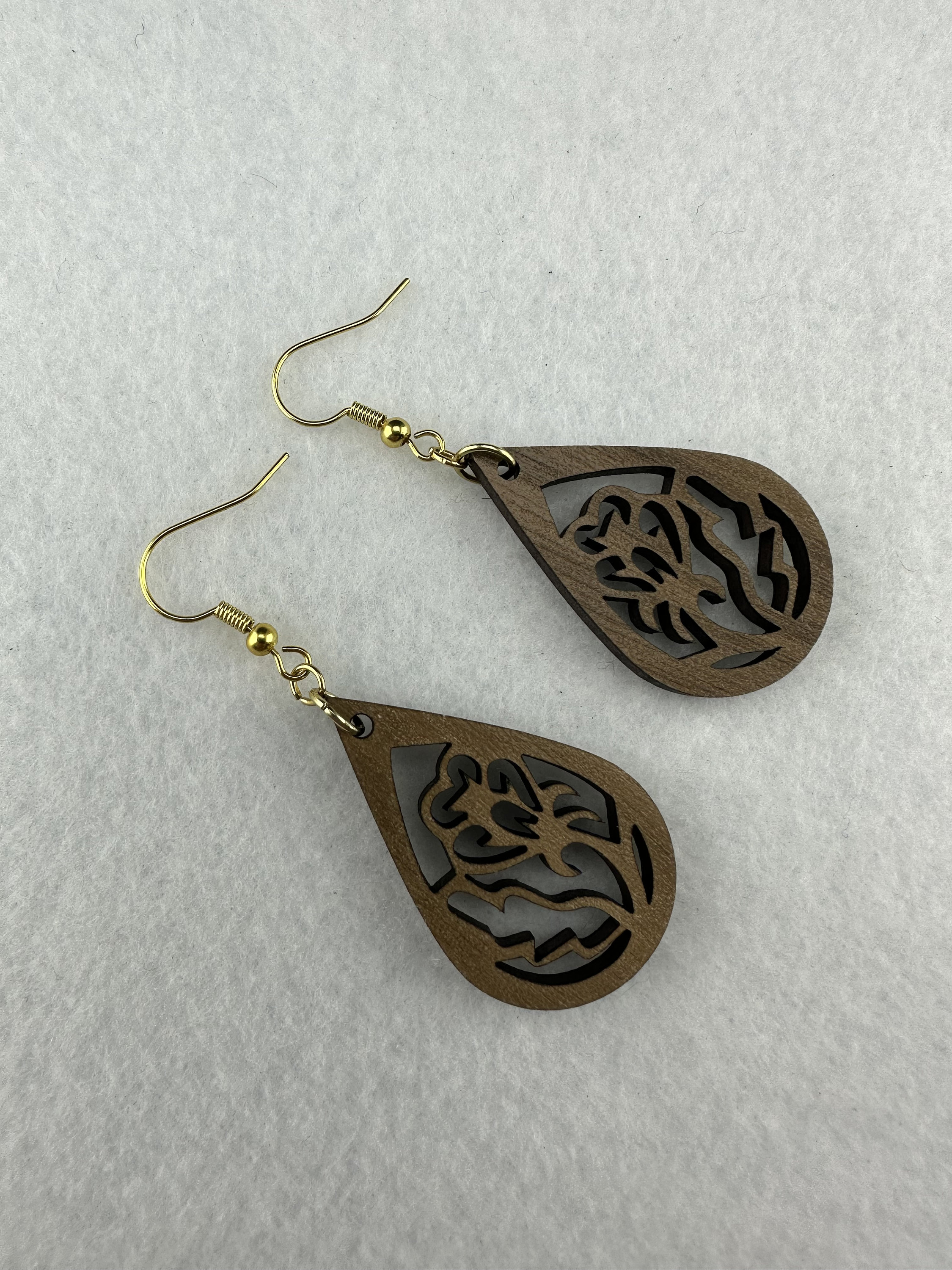 Walnut Wood Floral Mandala Earrings – Laser-Cut Lightweight Boho Dangles | Natural Wood Jewelry | Handmade Gift