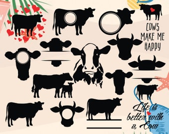 Download Clip Art Art Collectibles Cameo Silhouette Cut Files Commercial Personal Use Cow Clipart Monogram Frame Cricut Moo Cow Svg