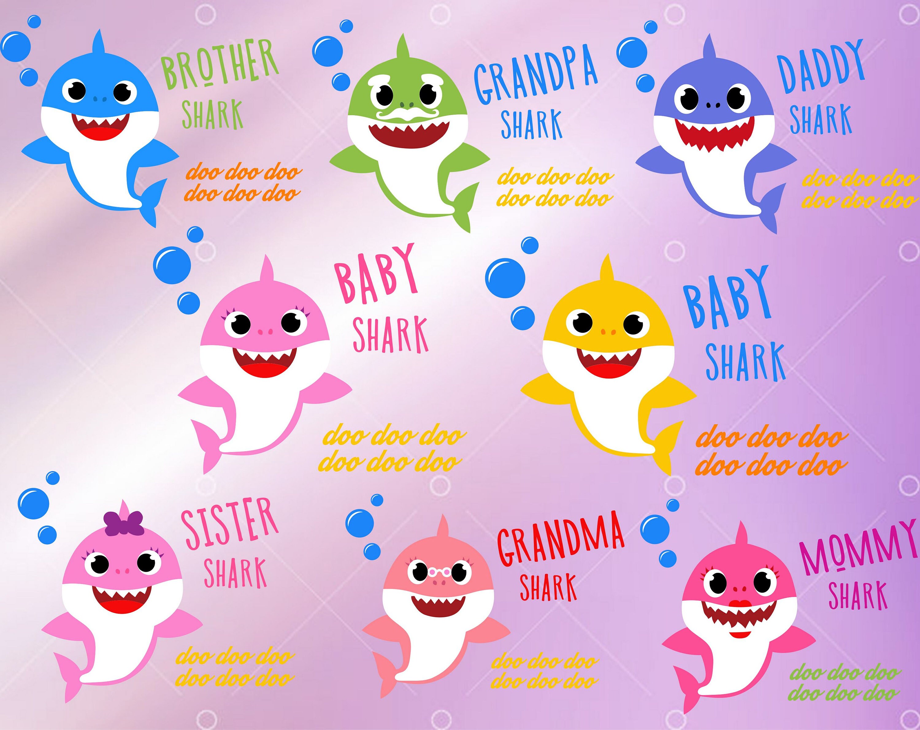 Download Family shark bundle svg dxf png Baby shark silhouette | Etsy