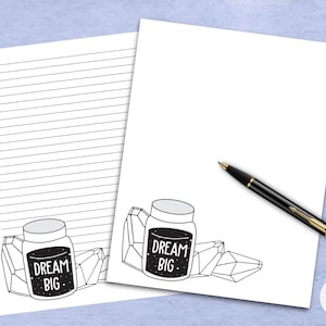 Positives Glas druckbares Briefpapier #3 - Dream Big / Digitales Notizpapier / Instant Download / GoodNotes / Niedliches Notizpapier Brieffreundschaft Snail mail