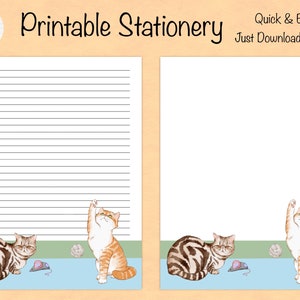 Playful Cats Printable Stationery Digital Note Paper Instant Download GoodNotes Kawaii Cute Kitten Cat